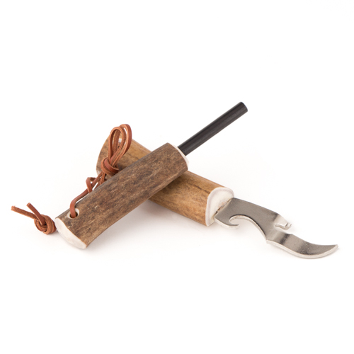 Horn steel fire starter with can-opener and knife set