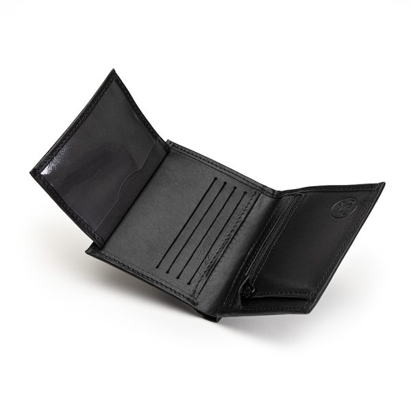 Plånbok Klassisk i färgen svart som visar innehållet